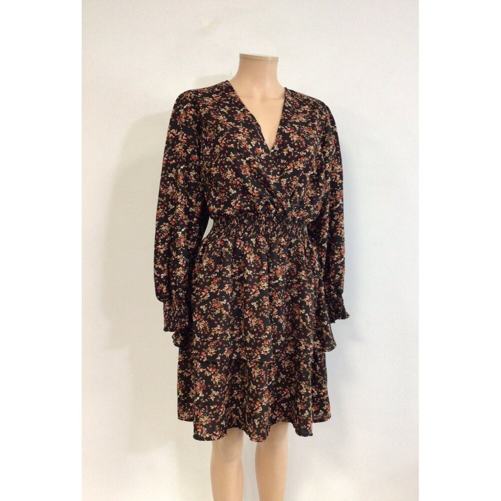 Boho Dark Florals Dress Womens 1X